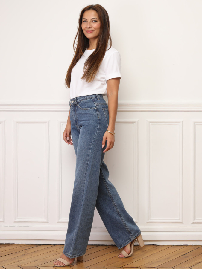 Jeans mom à coupe droite