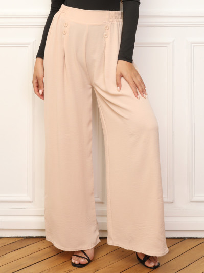 Pantalon large à plis et boutons