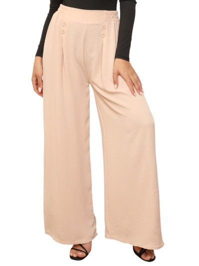 Pantalon large à plis et boutons