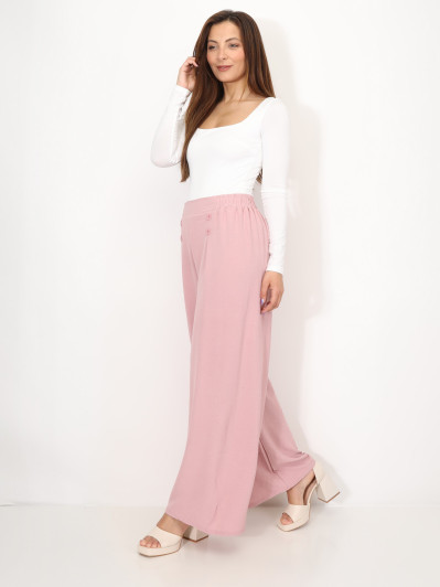 Pantalon large à plis et boutons