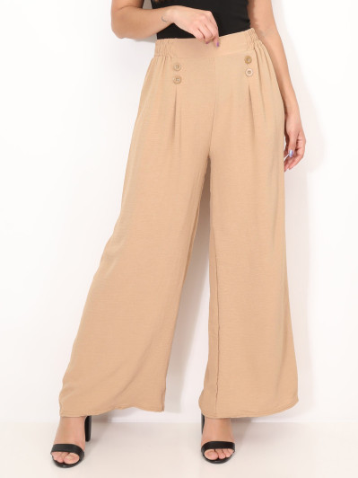 Pantalon large à plis et boutons