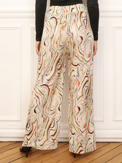 Pantalon plissé à motif abstrait