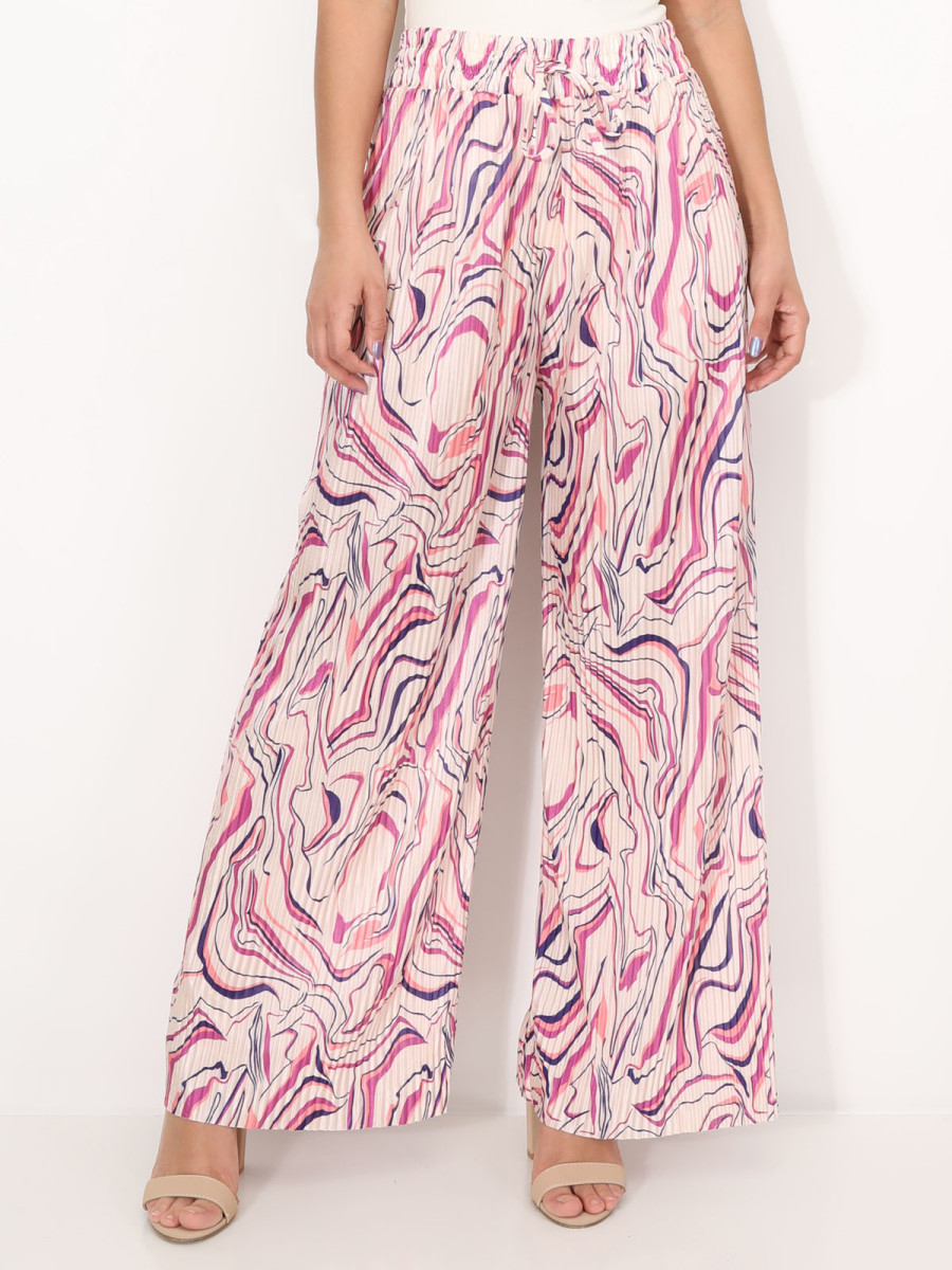 Pantalon plissé à motif abstrait