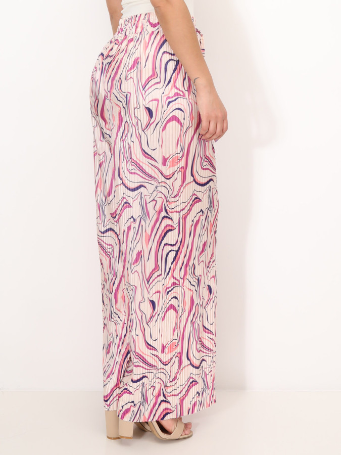 Pantalon plissé à motif abstrait