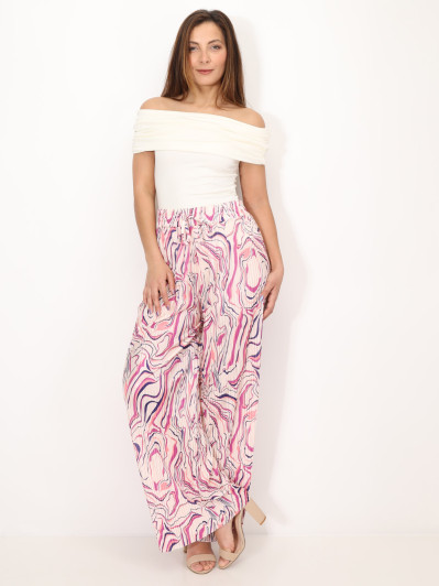 Pantalon plissé à motif abstrait