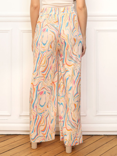 Pantalon plissé à motif abstrait