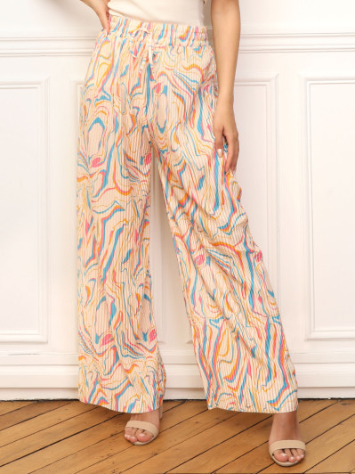 Pantalon plissé à motif abstrait