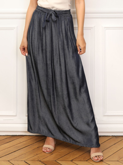 Jupe effet denim ceinturée