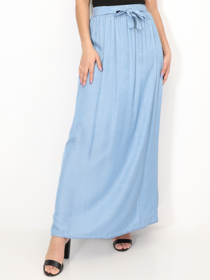 Jupe effet denim ceinturée