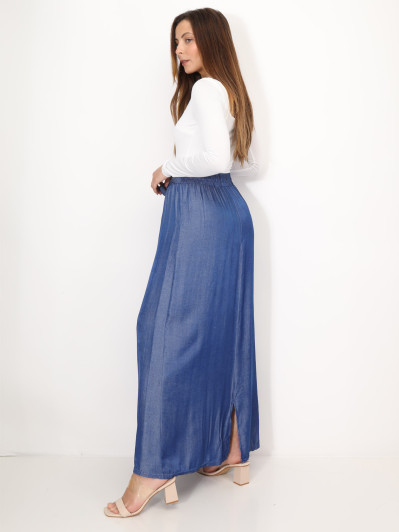 Jupe effet denim ceinturée