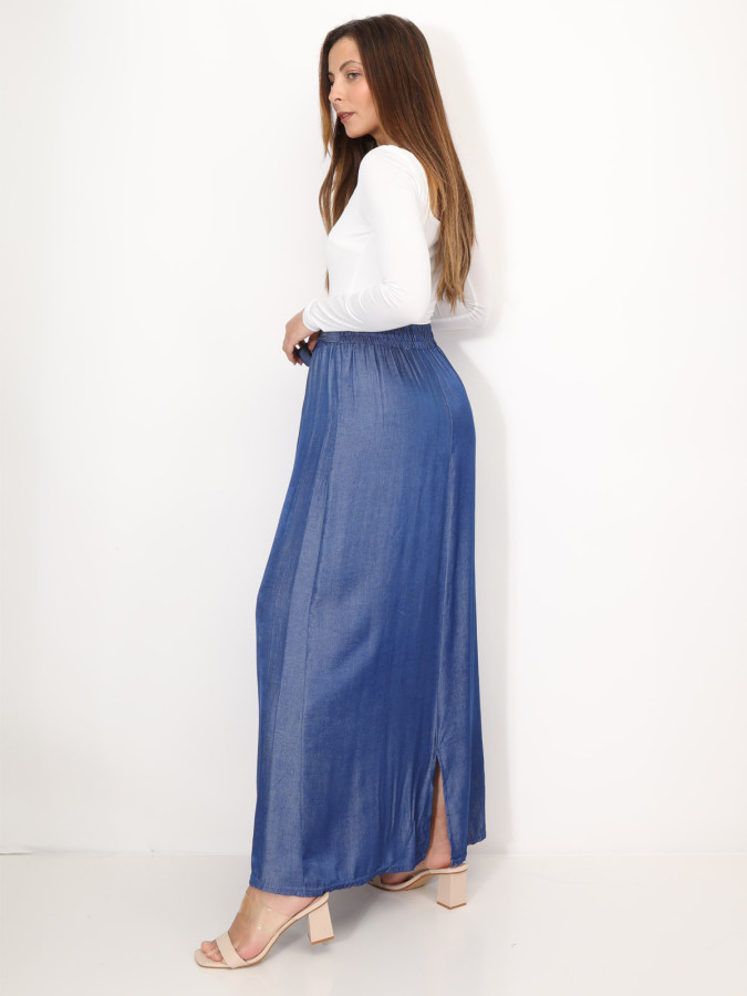 Jupe effet denim ceinturée