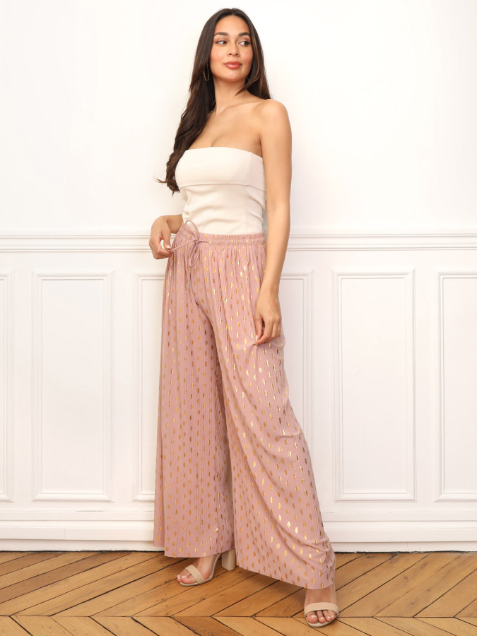 Pantalon fluide à tâches dorées