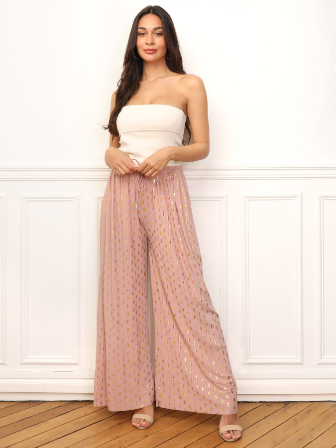 Pantalon fluide à tâches dorées