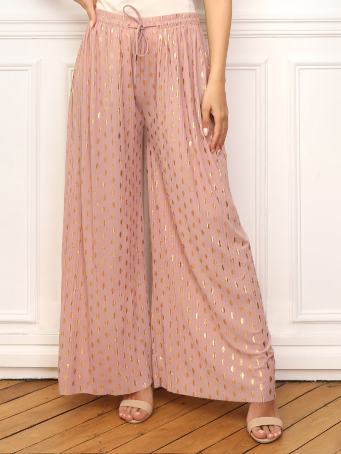 Pantalon fluide à tâches dorées