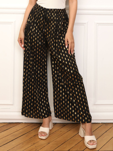 Pantalon fluide à tâches dorées
