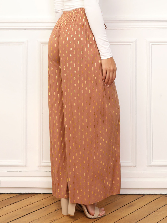 Pantalon fluide à tâches dorées