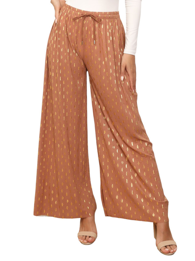 Pantalon fluide à tâches dorées