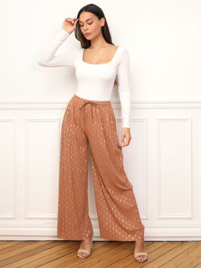 Pantalon fluide à tâches dorées