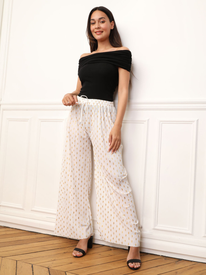 Pantalon fluide à tâches dorées
