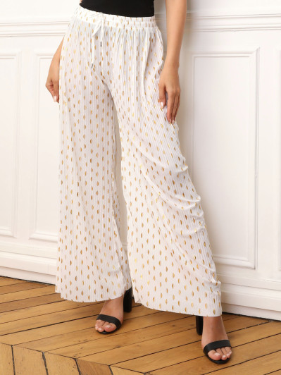 Pantalon fluide à tâches dorées