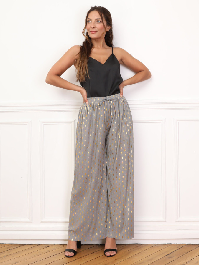Pantalon fluide à tâches dorées