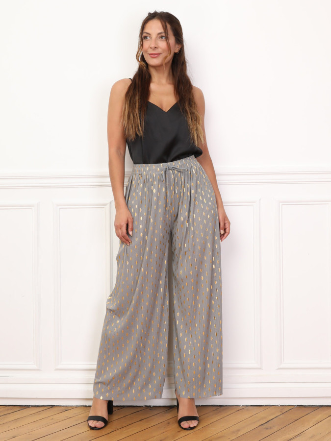 Pantalon fluide à tâches dorées