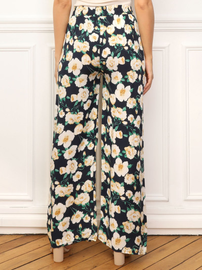 Pantalon large à imprimé floral