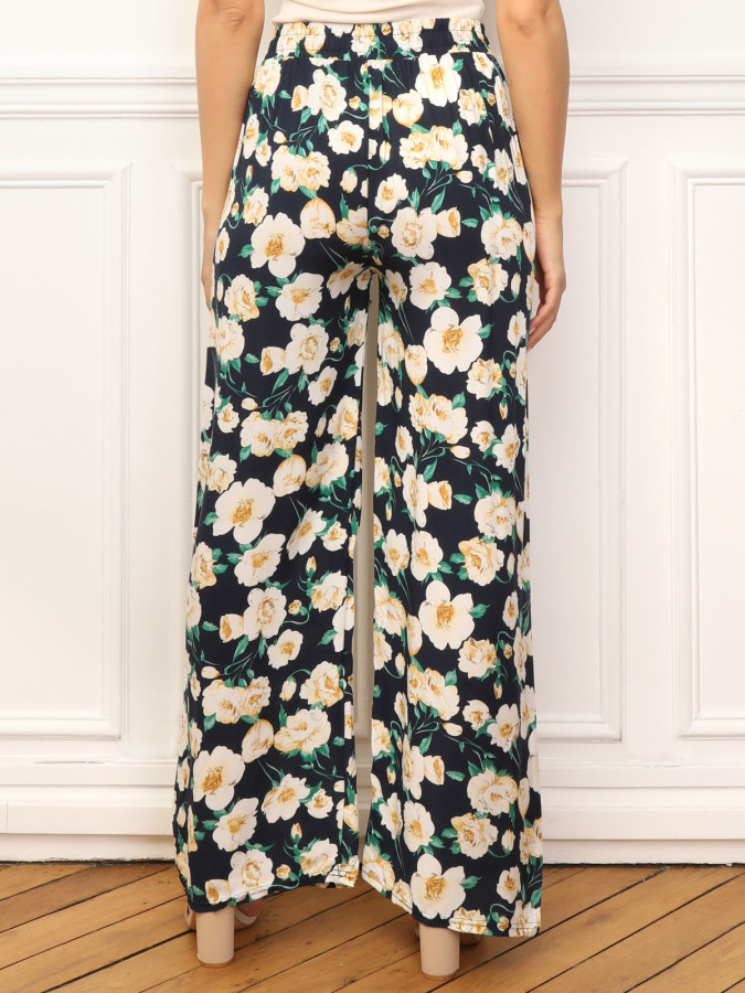 Pantalon large à imprimé floral