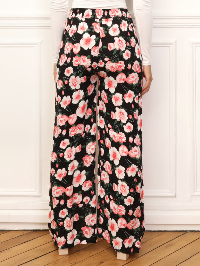 Pantalon large à imprimé floral