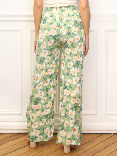 Pantalon large à imprimé floral