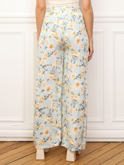 Pantalon large à imprimé floral