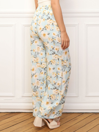 Pantalon large à imprimé floral