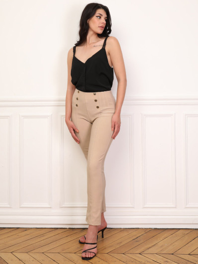 Tregging à boutons et surpiqûres