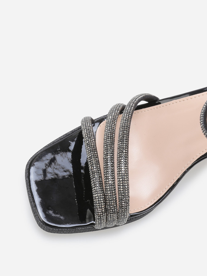 Sandales à plateforme avec strass et paillettes