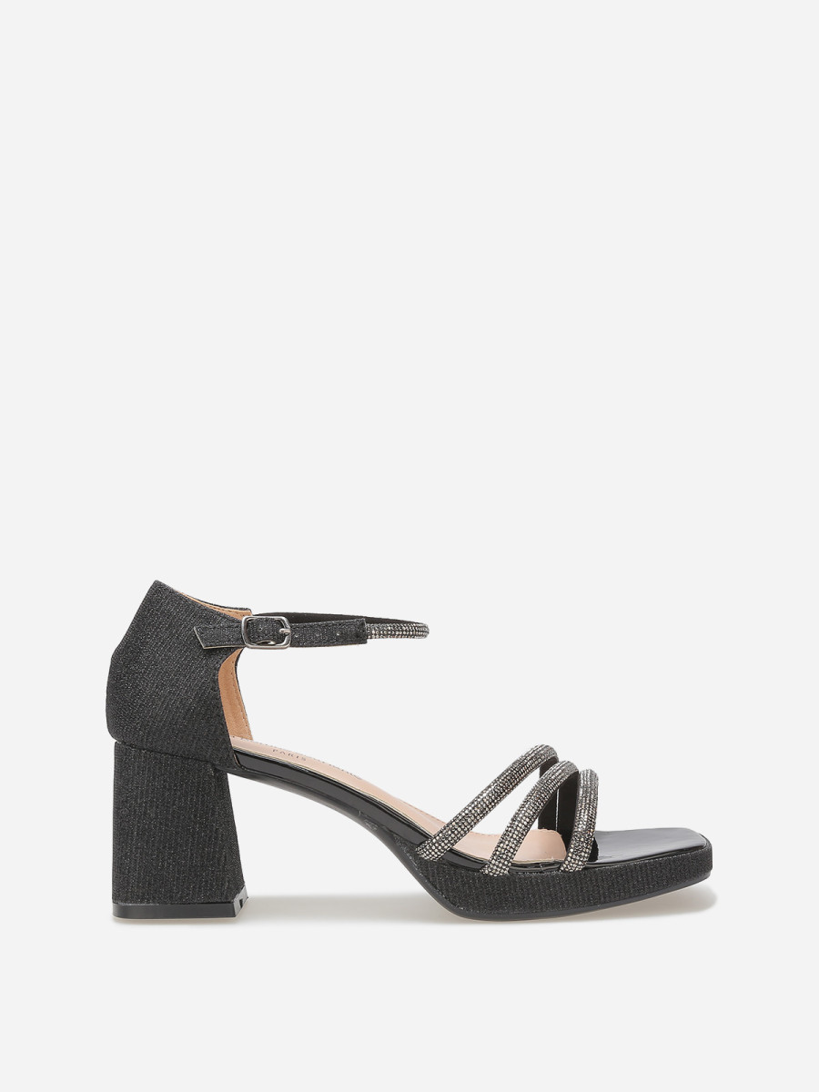 Sandales à plateforme avec strass et paillettes