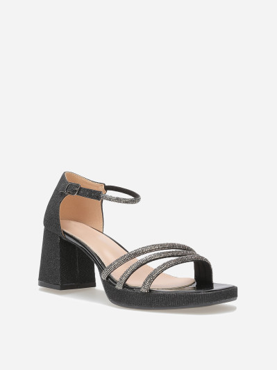 Sandales à plateforme avec strass et paillettes