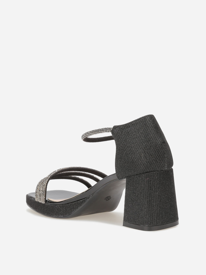 Sandales à plateforme avec strass et paillettes