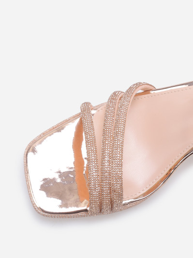 Sandales à plateforme avec strass et paillettes