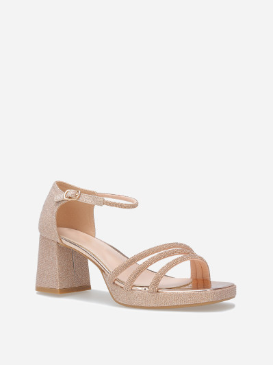 Sandales à plateforme avec strass et paillettes