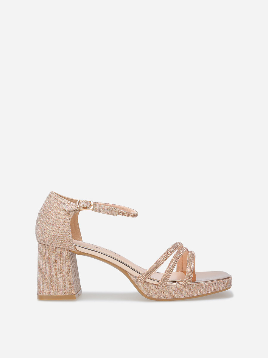 Sandales à plateforme avec strass et paillettes