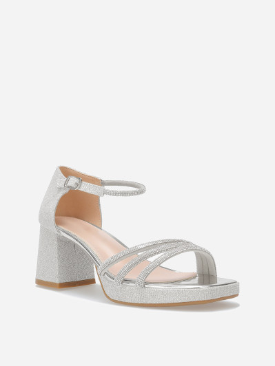 Sandales à plateforme avec strass et paillettes
