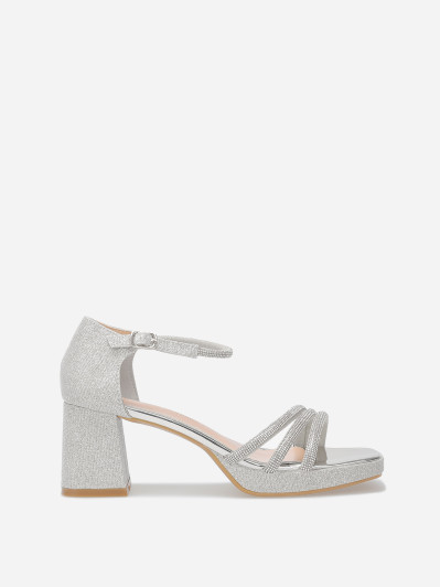 Sandales à plateforme avec strass et paillettes