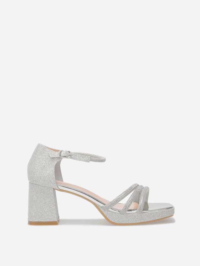 Sandales à plateforme avec strass et paillettes