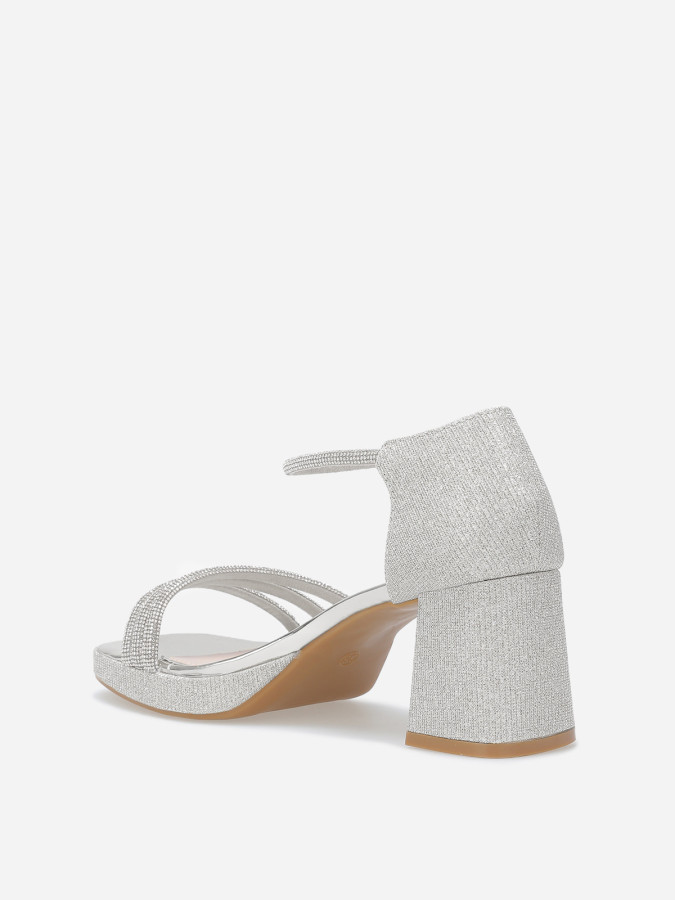 Sandales à plateforme avec strass et paillettes