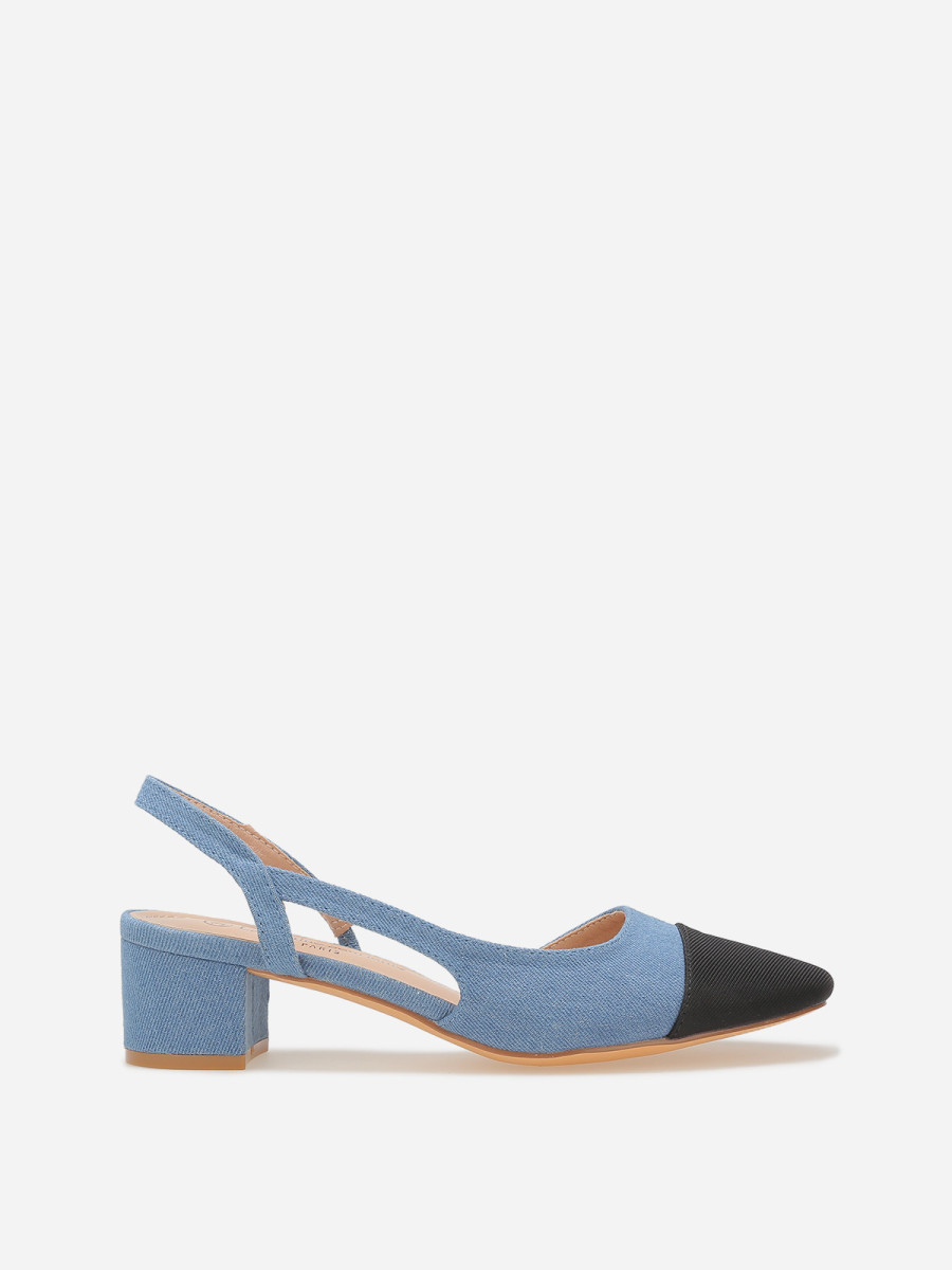 Slingback Escarpin Bi Color Escarpins Slingback Femme Beige-noir