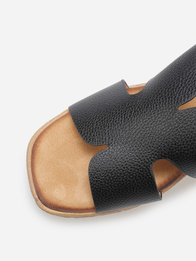 Mules à talon compensé effet tressé