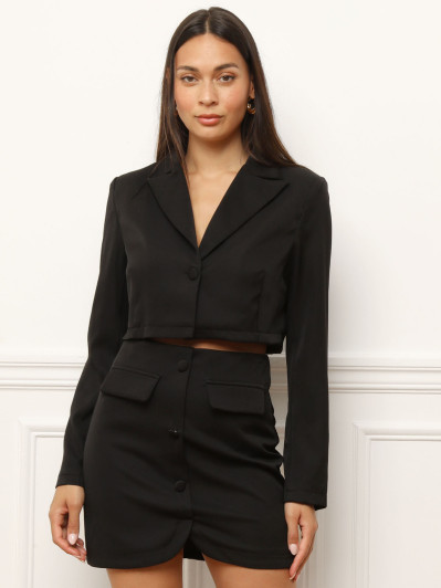 Blazer court avec col à revers