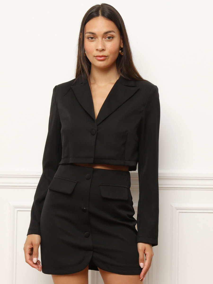 Blazer court avec col à revers