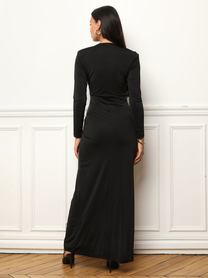 Robe longue fendue à détail noué