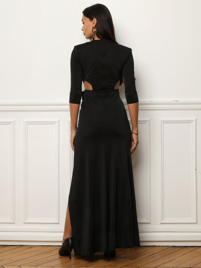 Robe fendue cut-out à fleur 3D